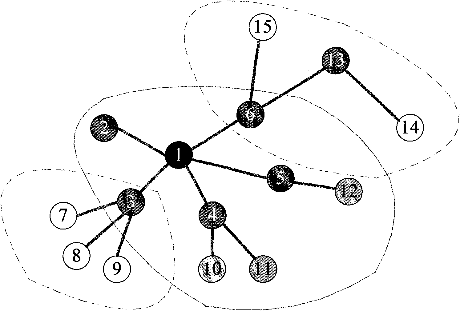 Zigbee wireless sensor network of master and slave tree types, construction method and routing protocol