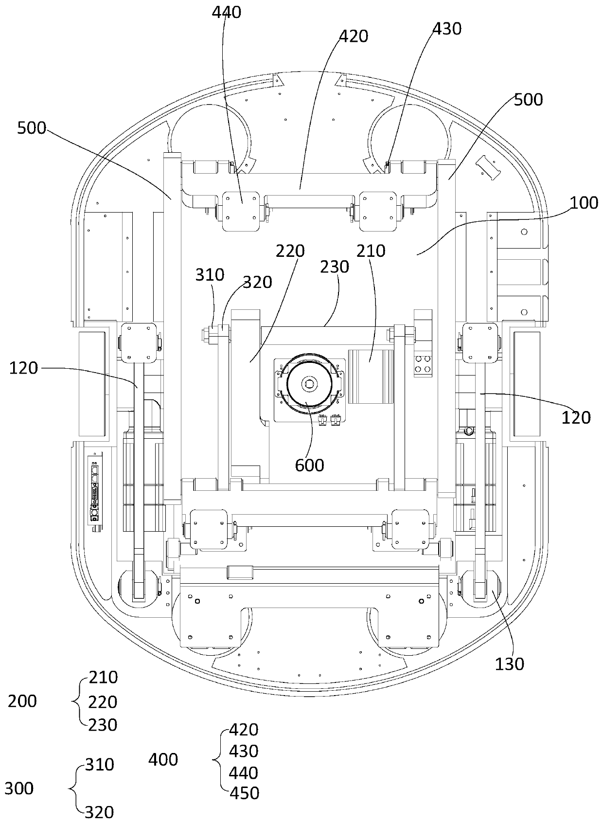 Lifting linkage device and automatic guiding transport cart