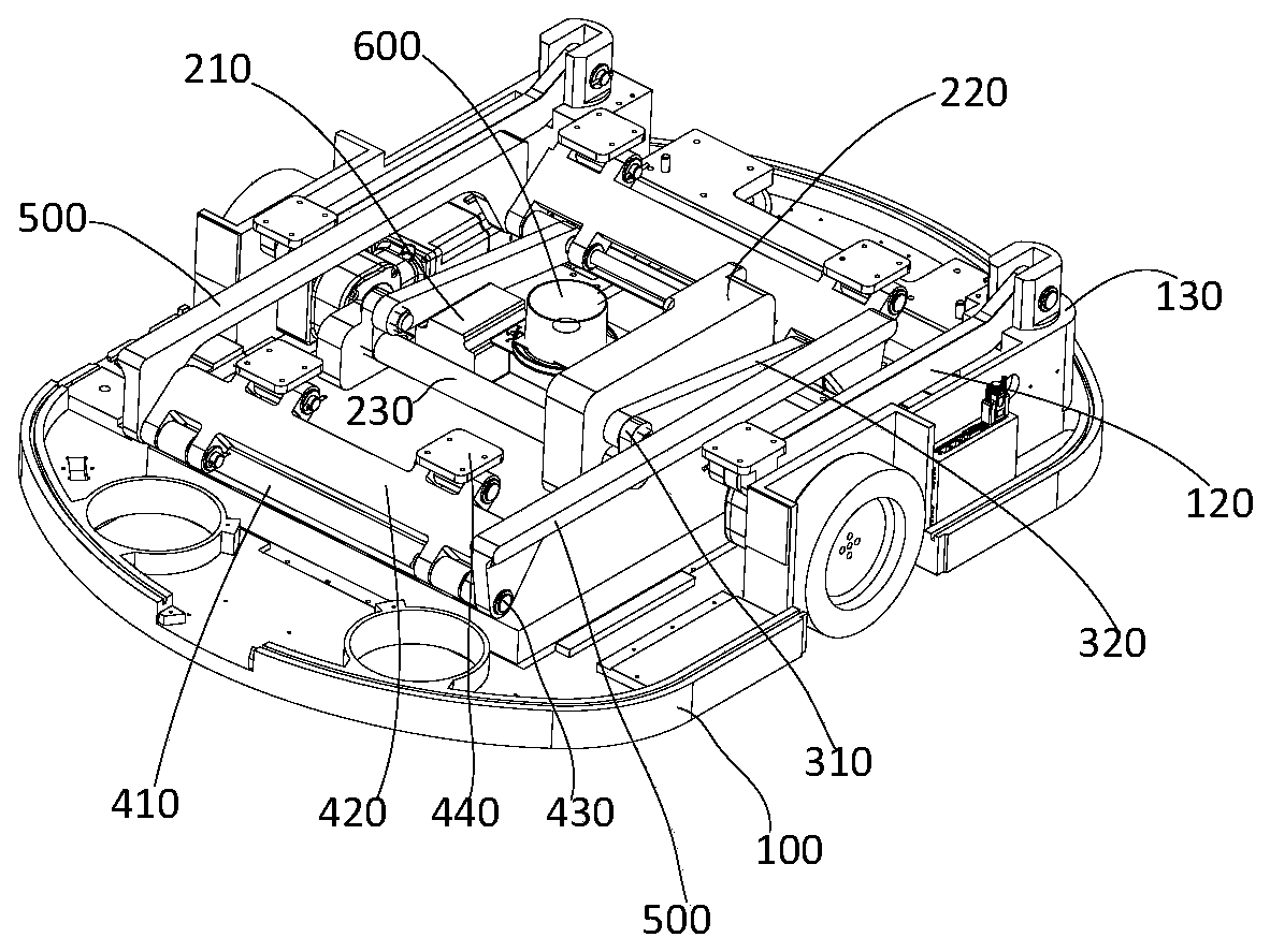 Lifting linkage device and automatic guiding transport cart