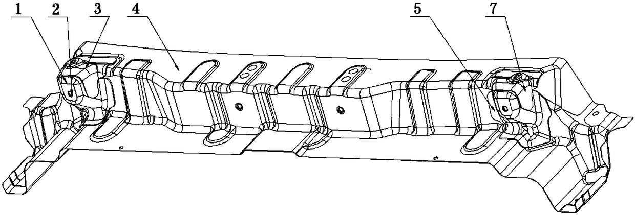 Rear floor front stiffening beam assembly