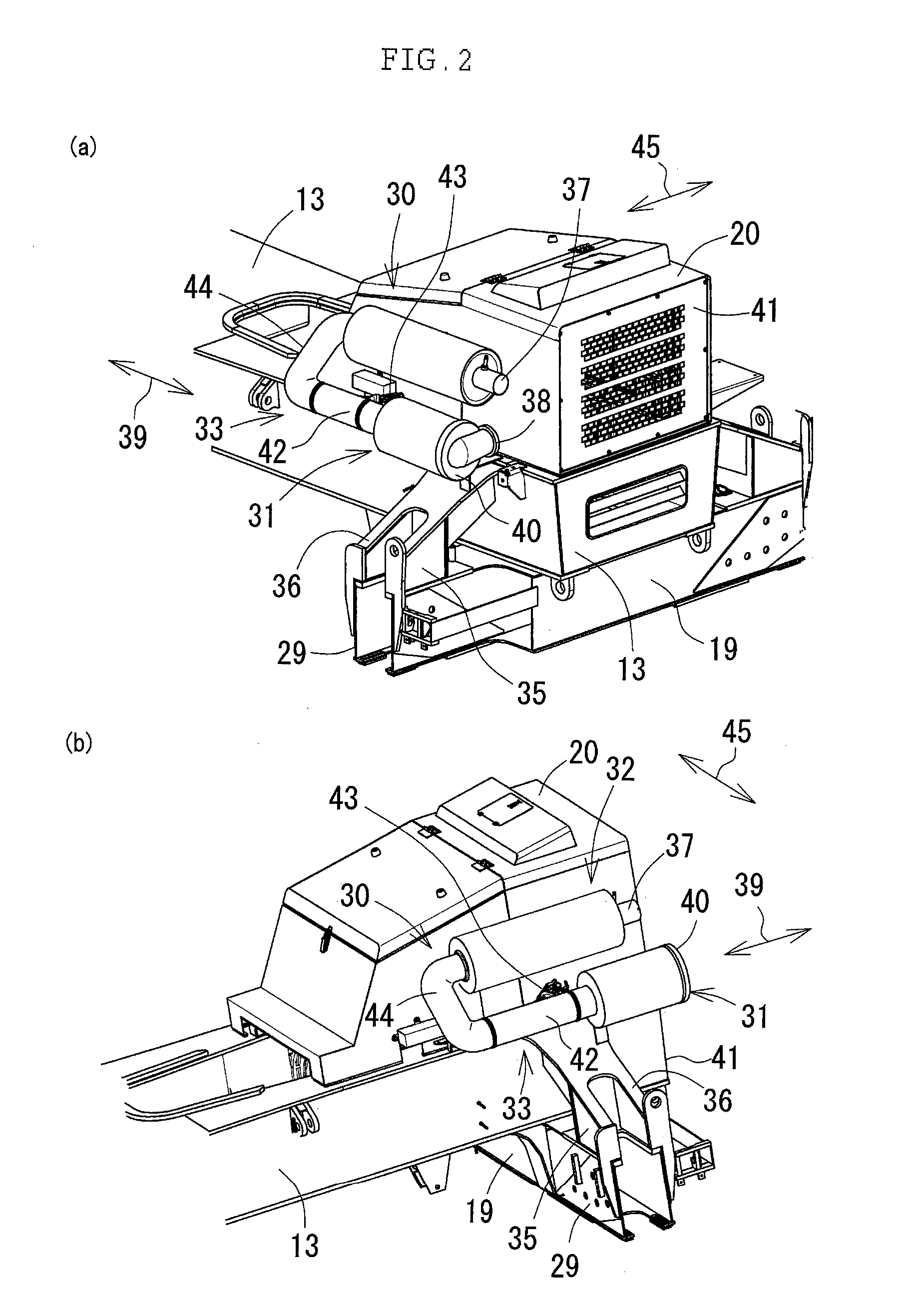 Exhaust emission control device for rough terrain crane