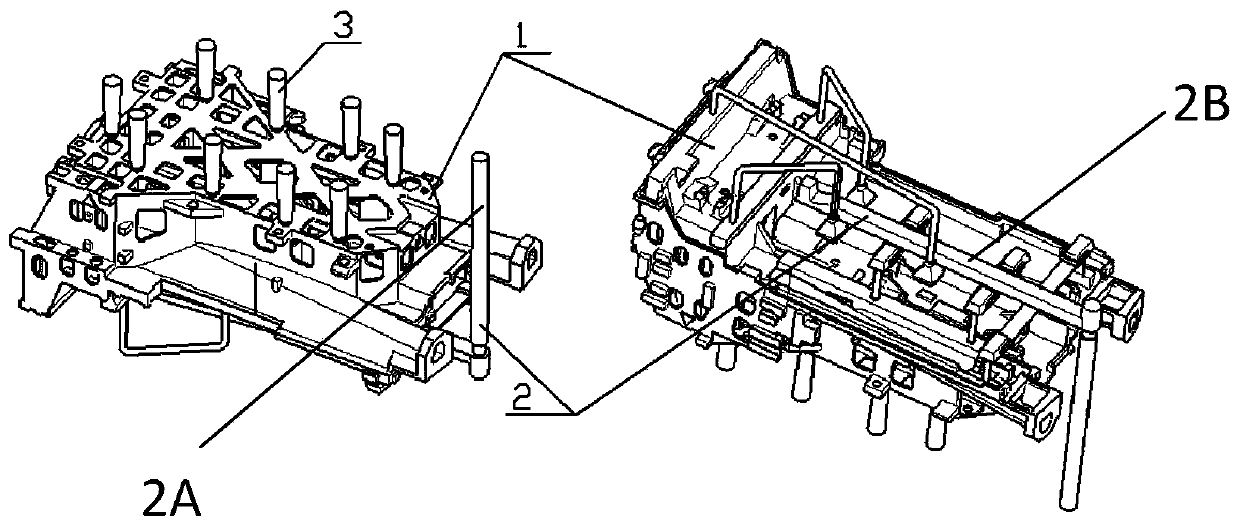 T-bed body split core method based on additive manufacturing