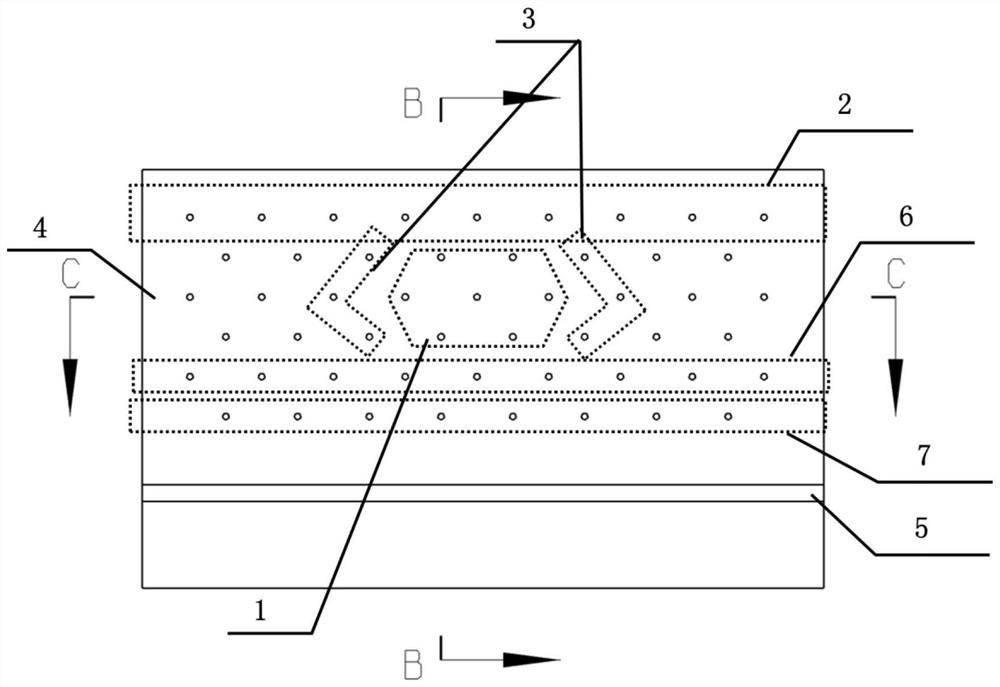 Internal throwing type bench blasting method