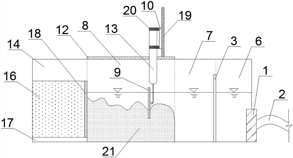 A test device for simulating a dike closure hydraulic process and a method