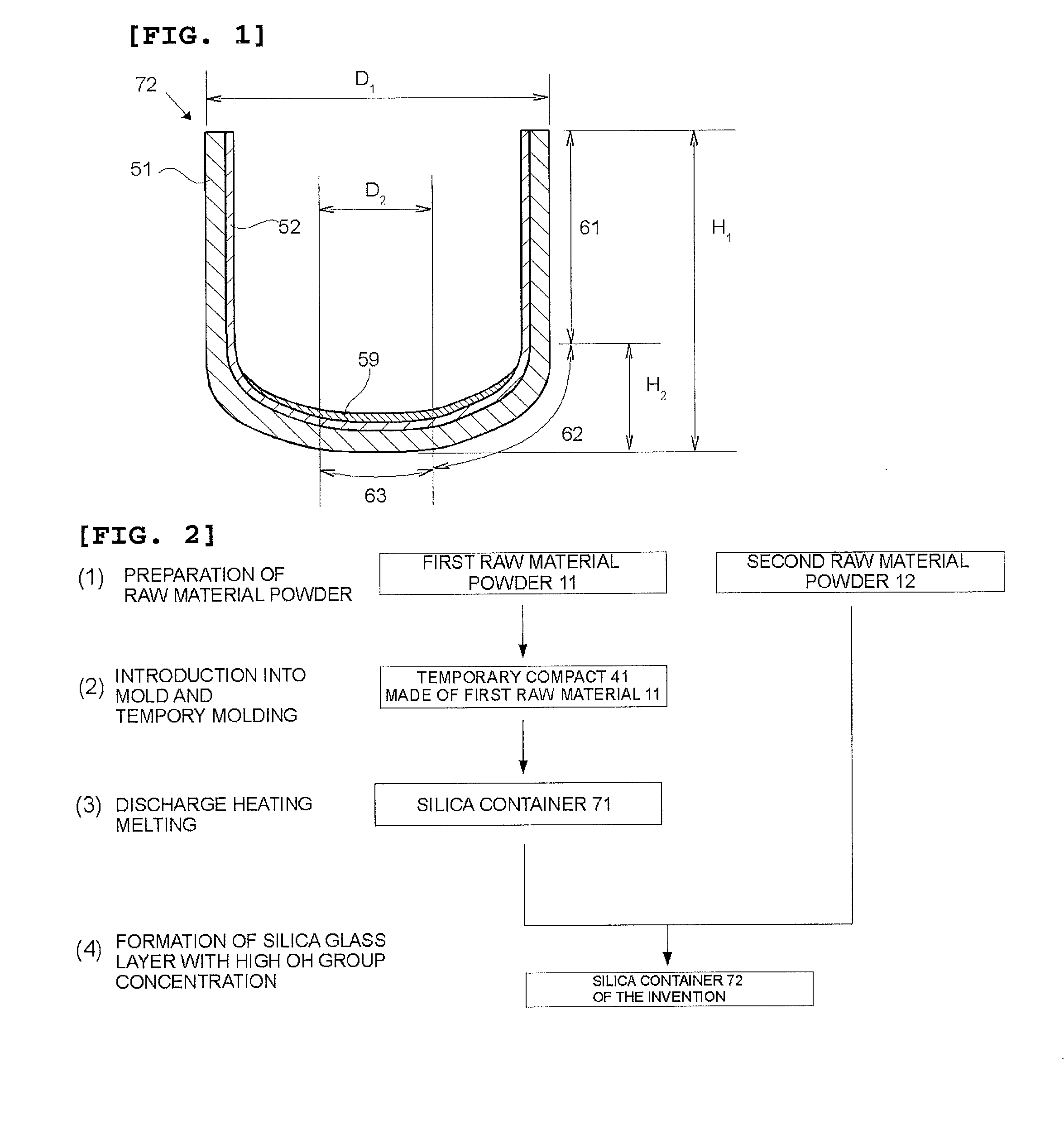 Silica container for pulling single crystal silicon and method for producing the same