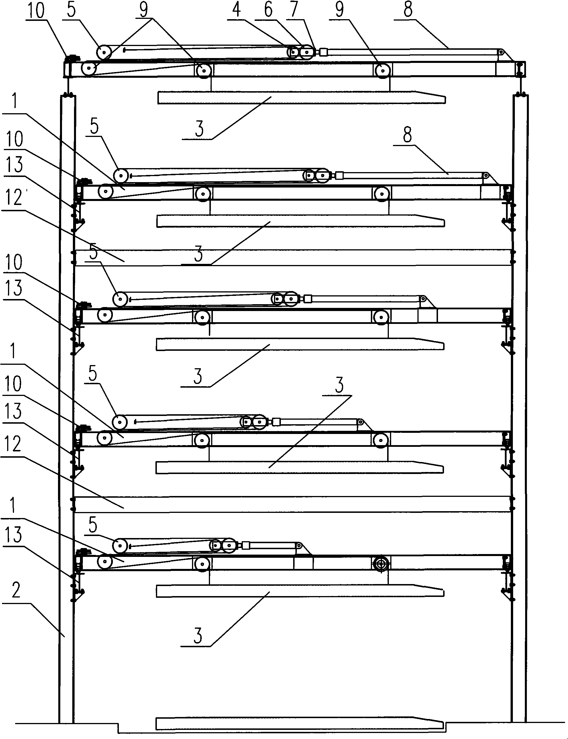 Multiple layer high speed hydraulic type stereo parking apparatus