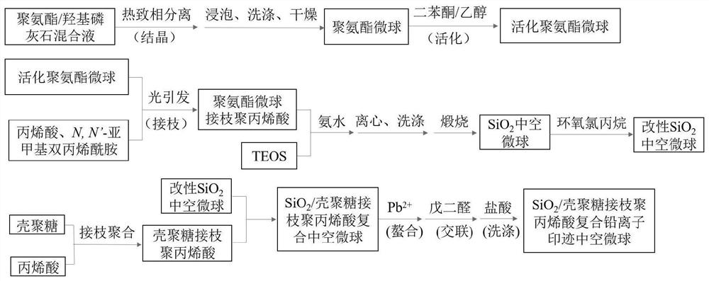 A kind of preparation method of lead ion imprinted composite hollow microsphere