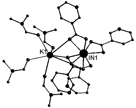 Indium-potassium-copper three-metal coordination polymer crystal and preparation method and application thereof