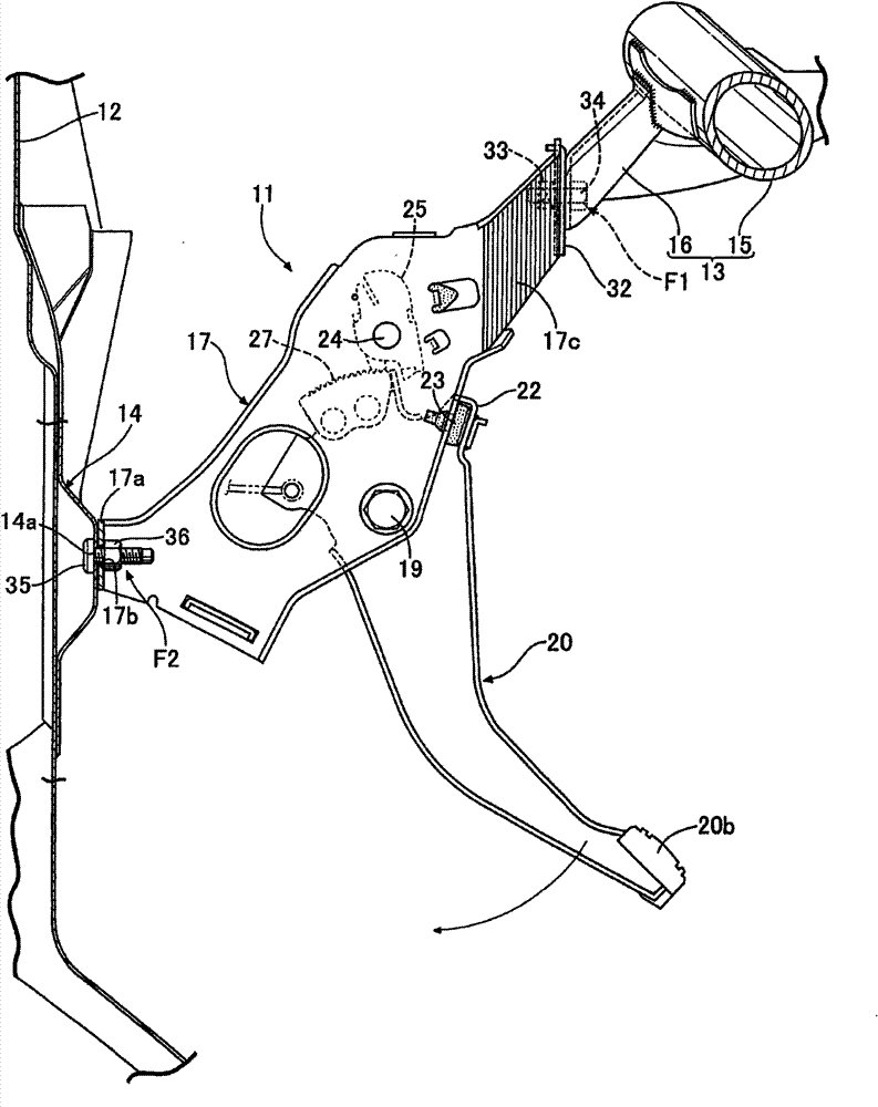 Fixed structure of pedal support