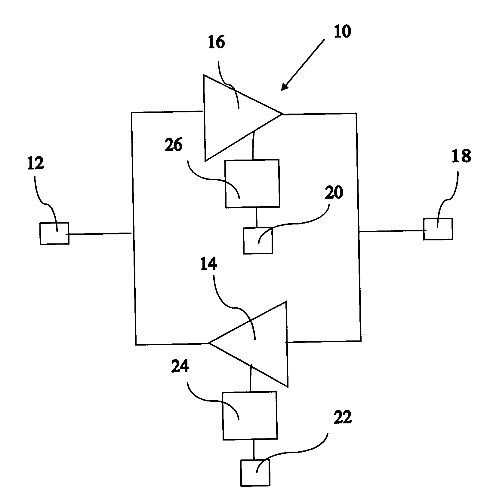 Asymmetric, optimized common-source bi-directional amplifier