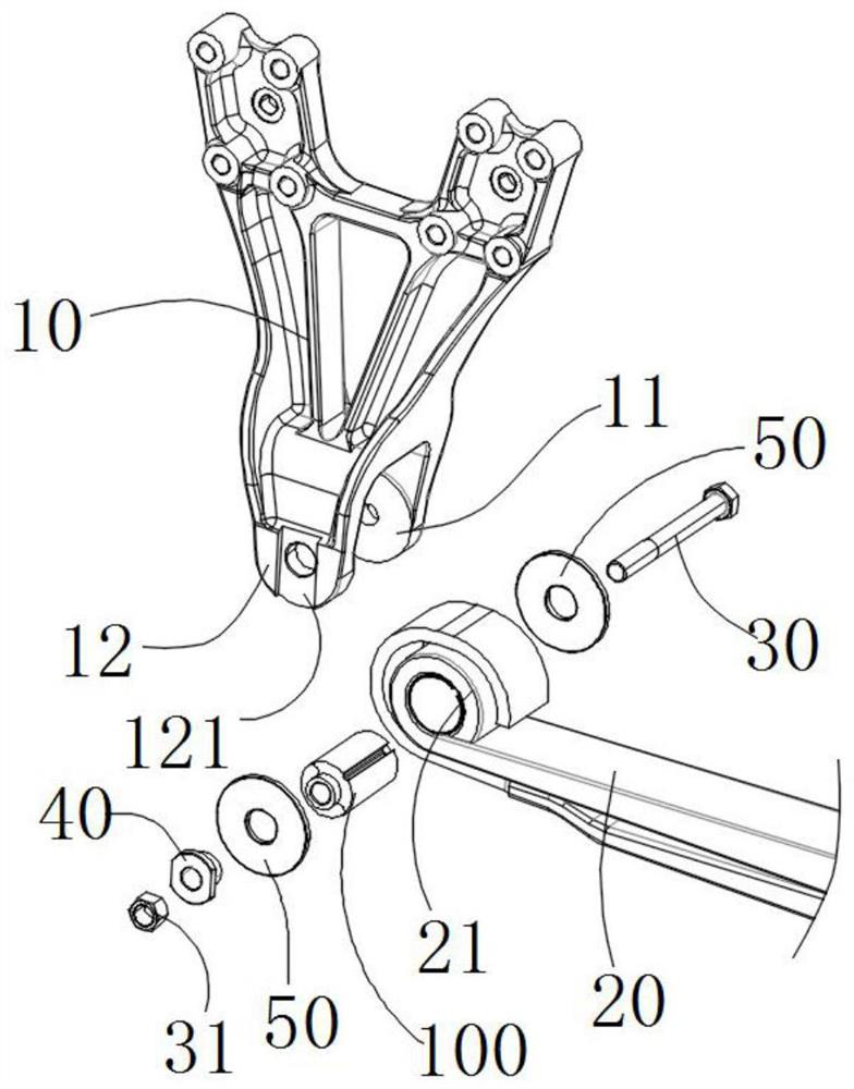 Connecting structure of guide arm and support
