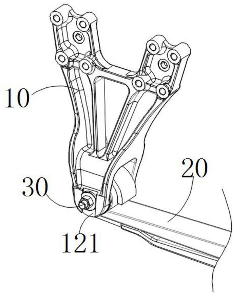 Connecting structure of guide arm and support