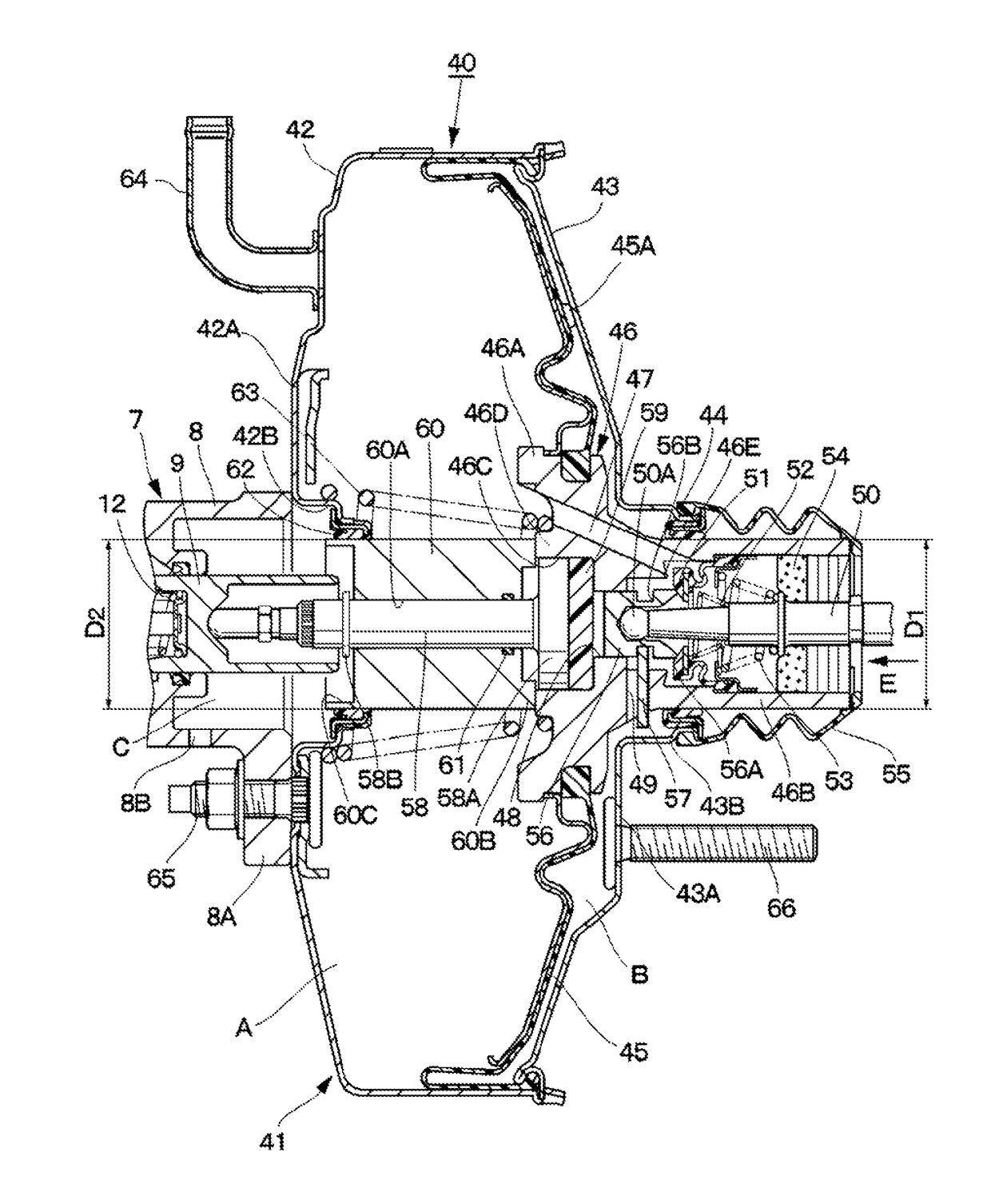 Pneumatic booster and brake system