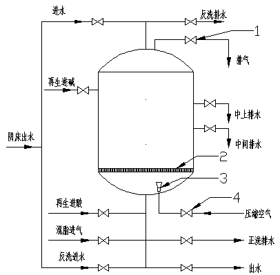 Device for regenerating and layering mixed-bedresin