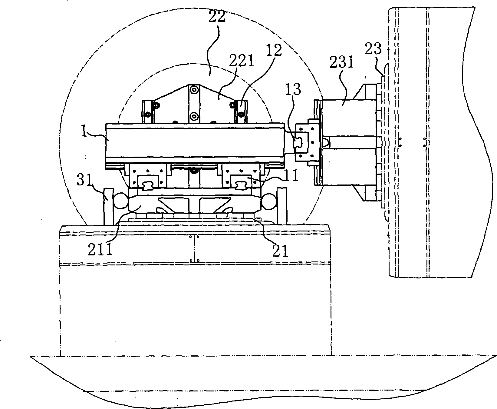 Jigging platform three-way excitation platform connecting mechanism