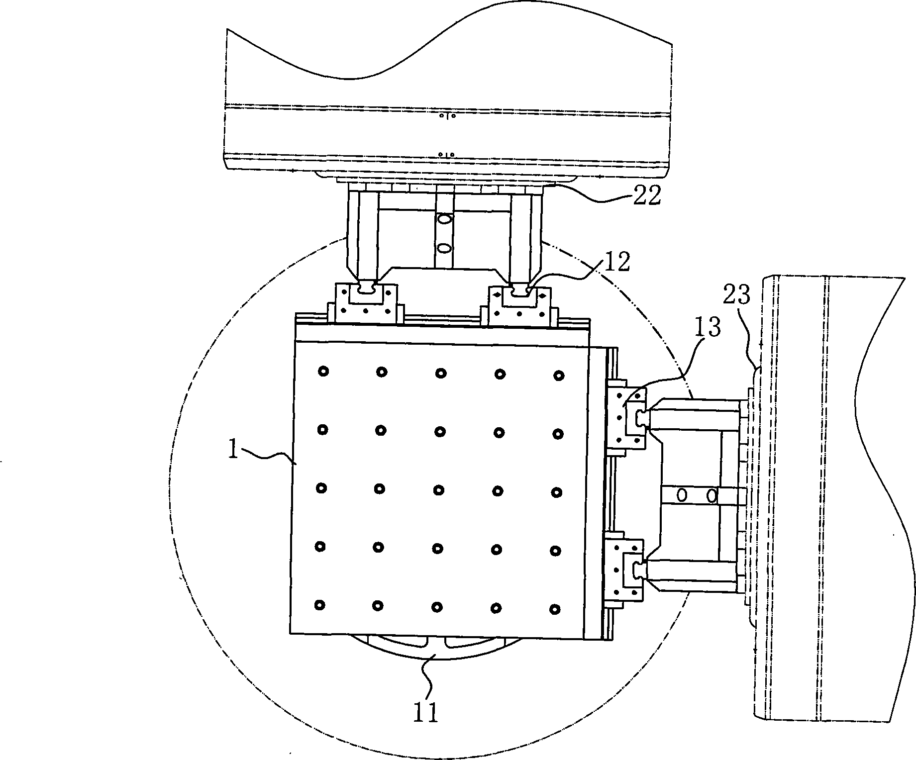 Jigging platform three-way excitation platform connecting mechanism