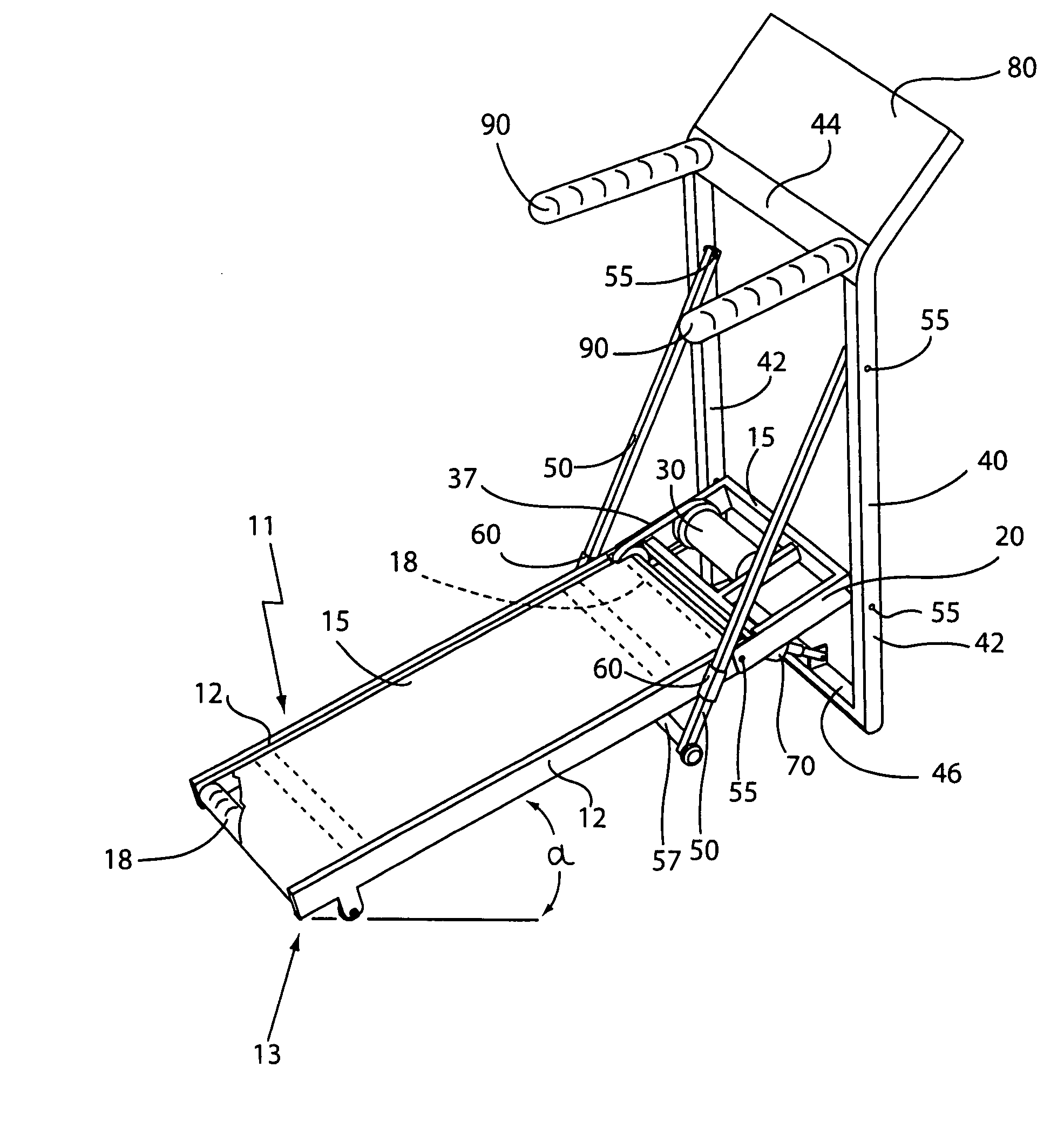 Adjustable and foldable lightweight treadmill exercise apparatus