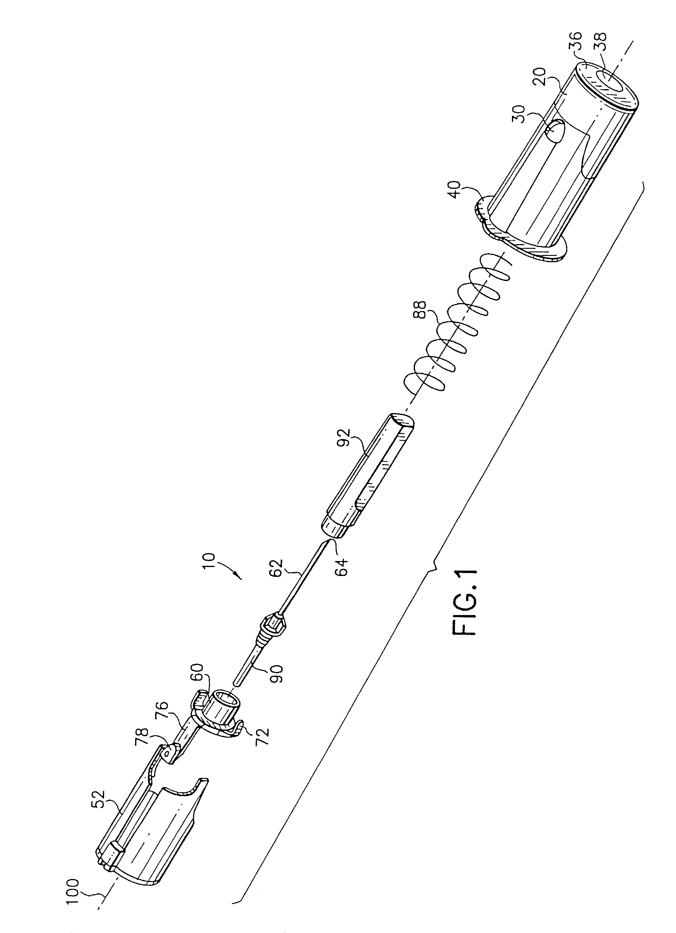 Retracting needle safety device