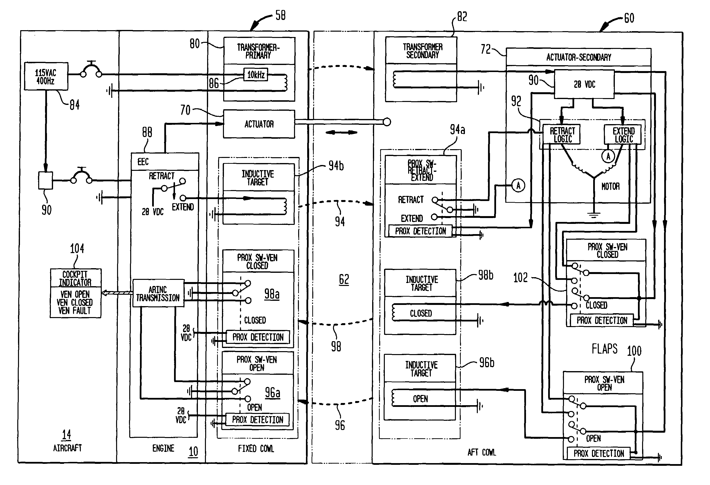 Induction coupled variable nozzle