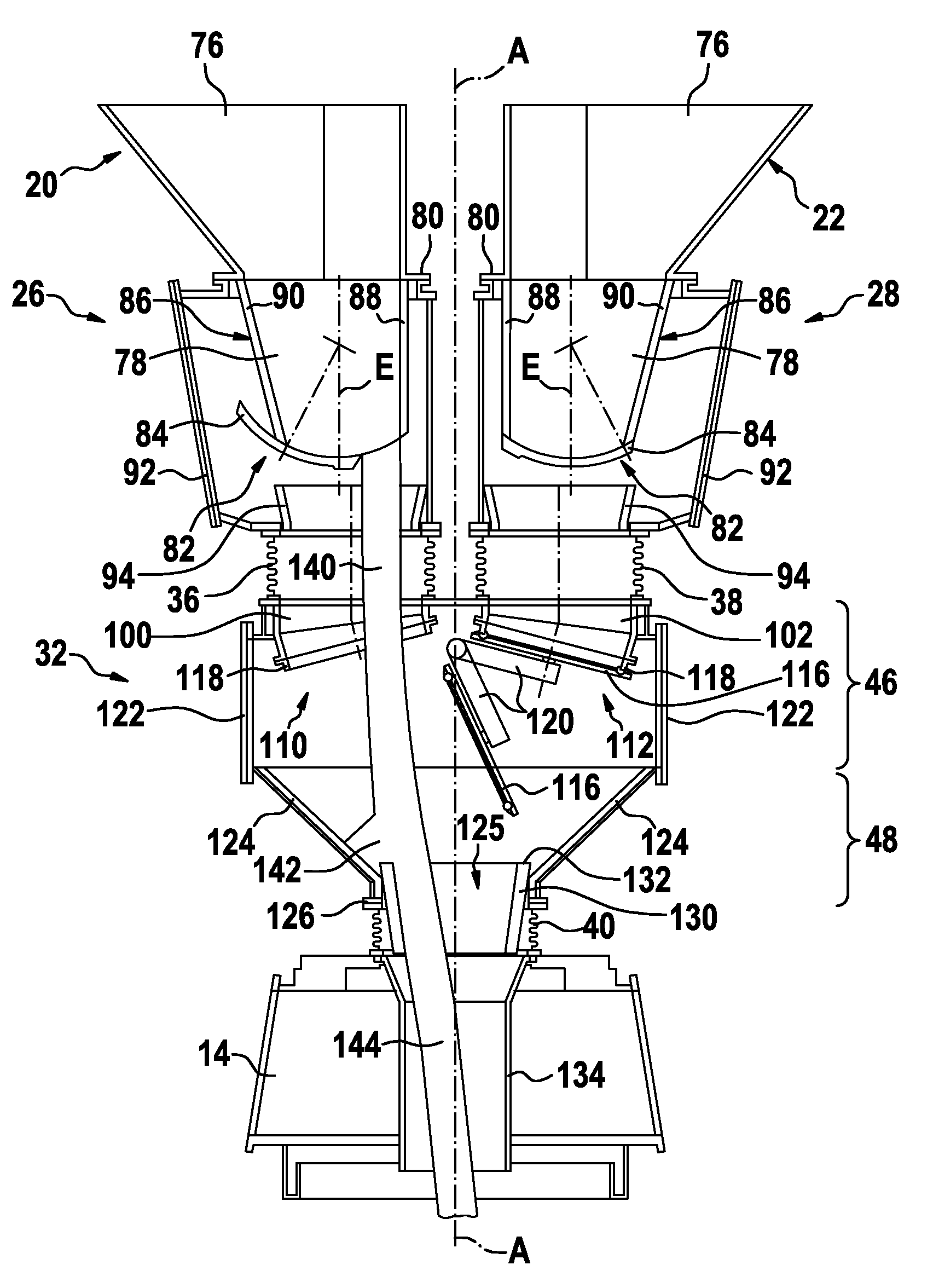 Multiple hopper charging installation for a shaft furnace