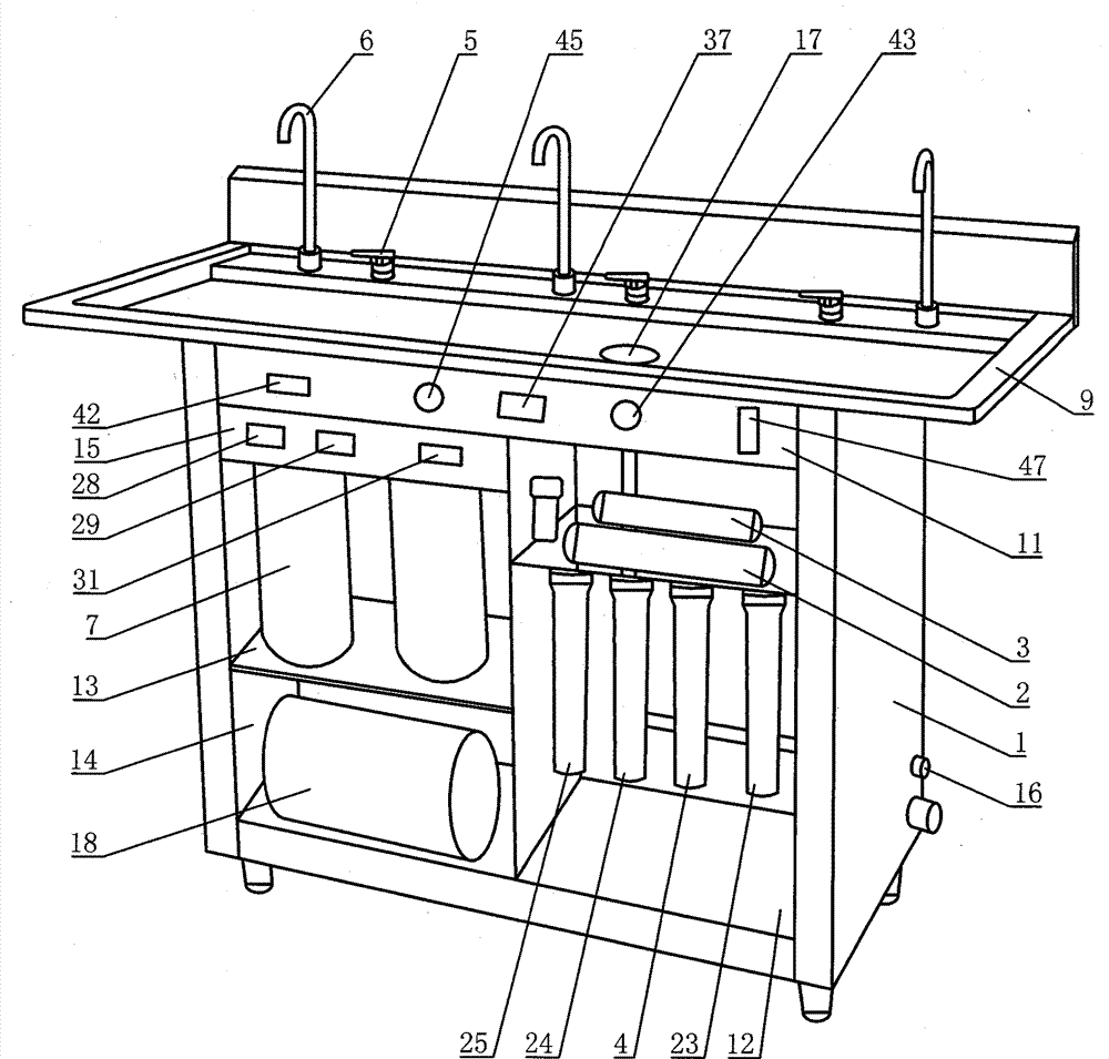 Full-automatic direct-drinking cold and hot purified water machine