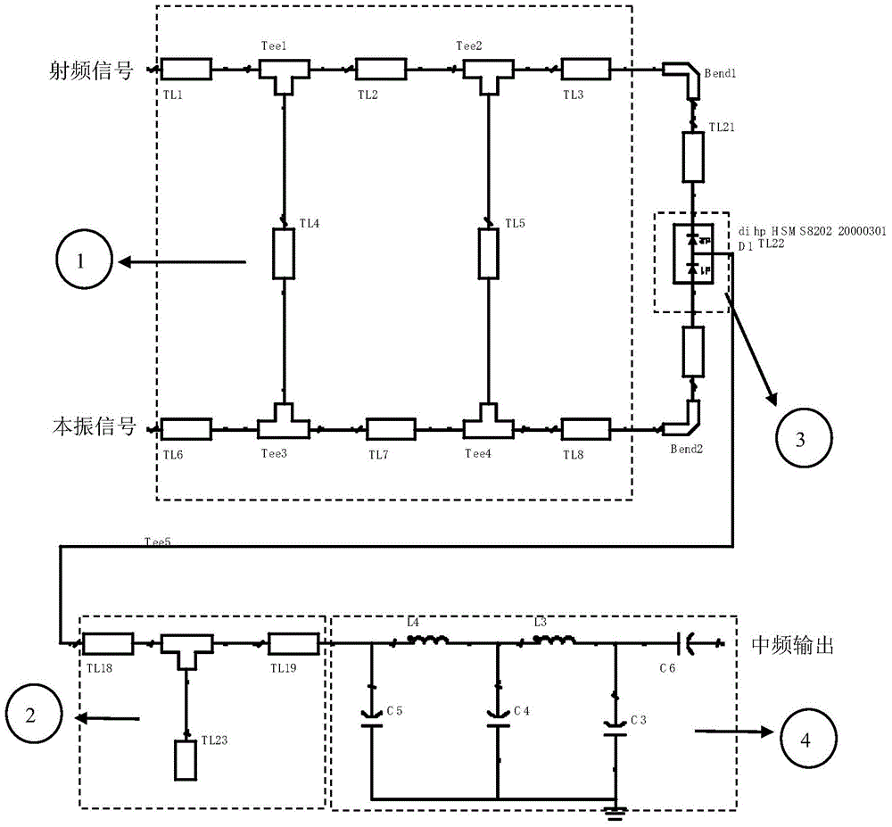 X-waveband radar receiver front end active low noise mixer