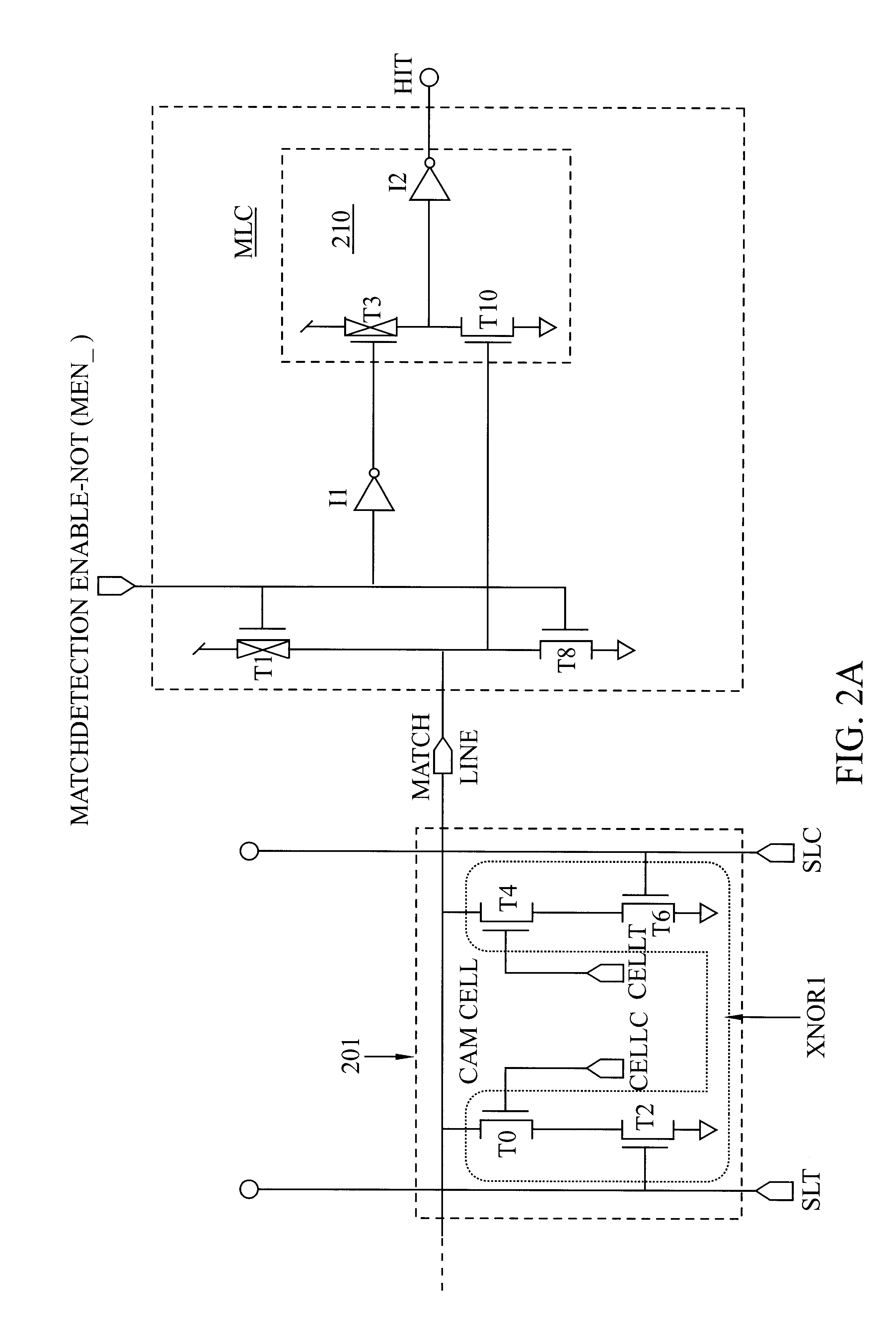 Low power CAM match line circuit