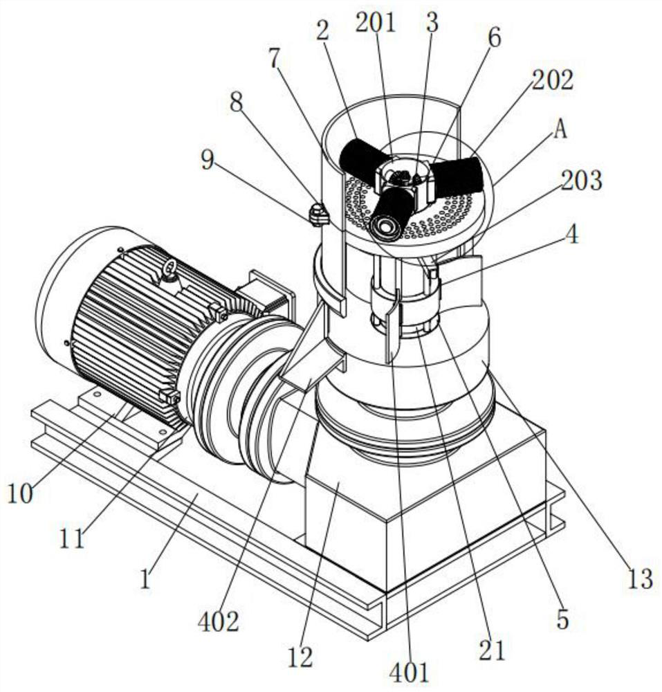 Feed granulator with quick press roller replacing and mounting structure and use method of feed granulator