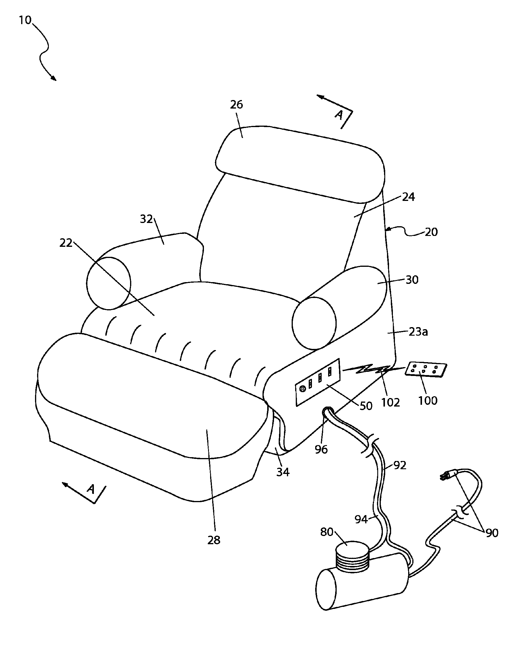 Inflatable reclining chair