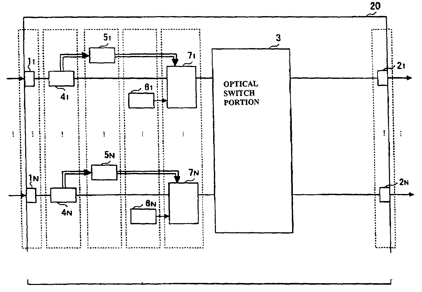 Optical crossconnect device and monitoring method of optical crossconnect device