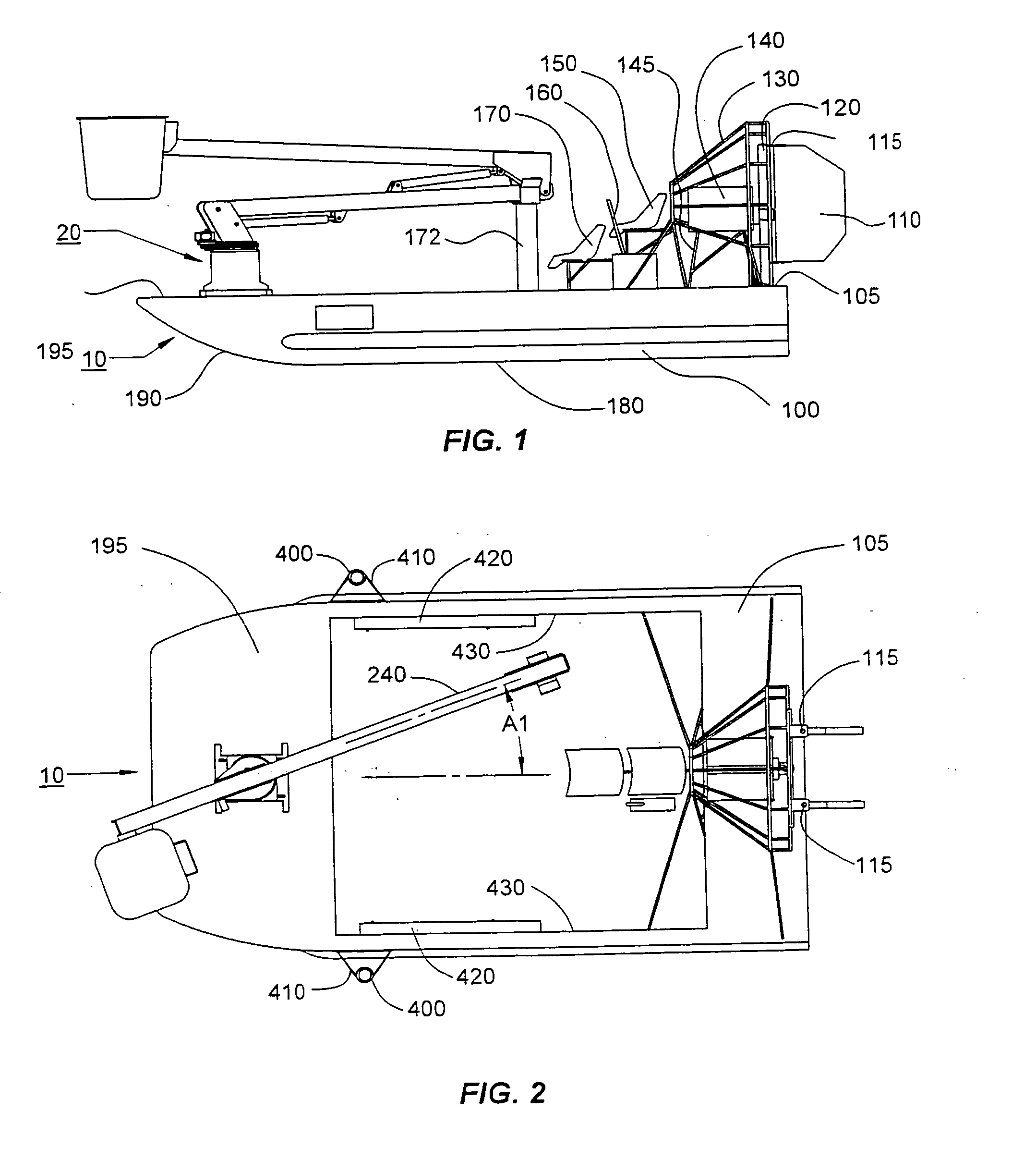 Air-propelled vessel with articulating member