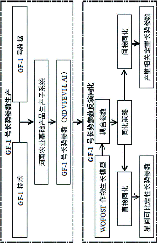 Remote crop growth status monitoring method based on crop model and assimilation technology