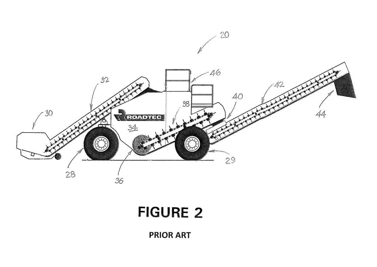 Material transfer vehicle having an expandable truck-receiving hopper