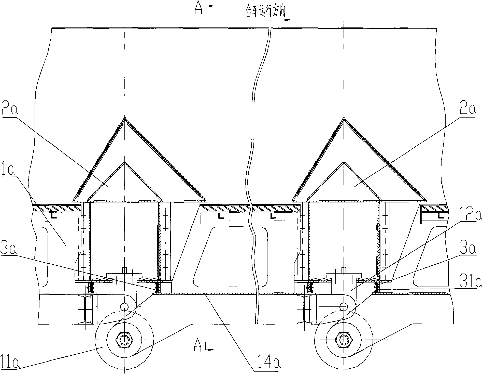 Rotary trolley body of ring cold machine and rotary trolley