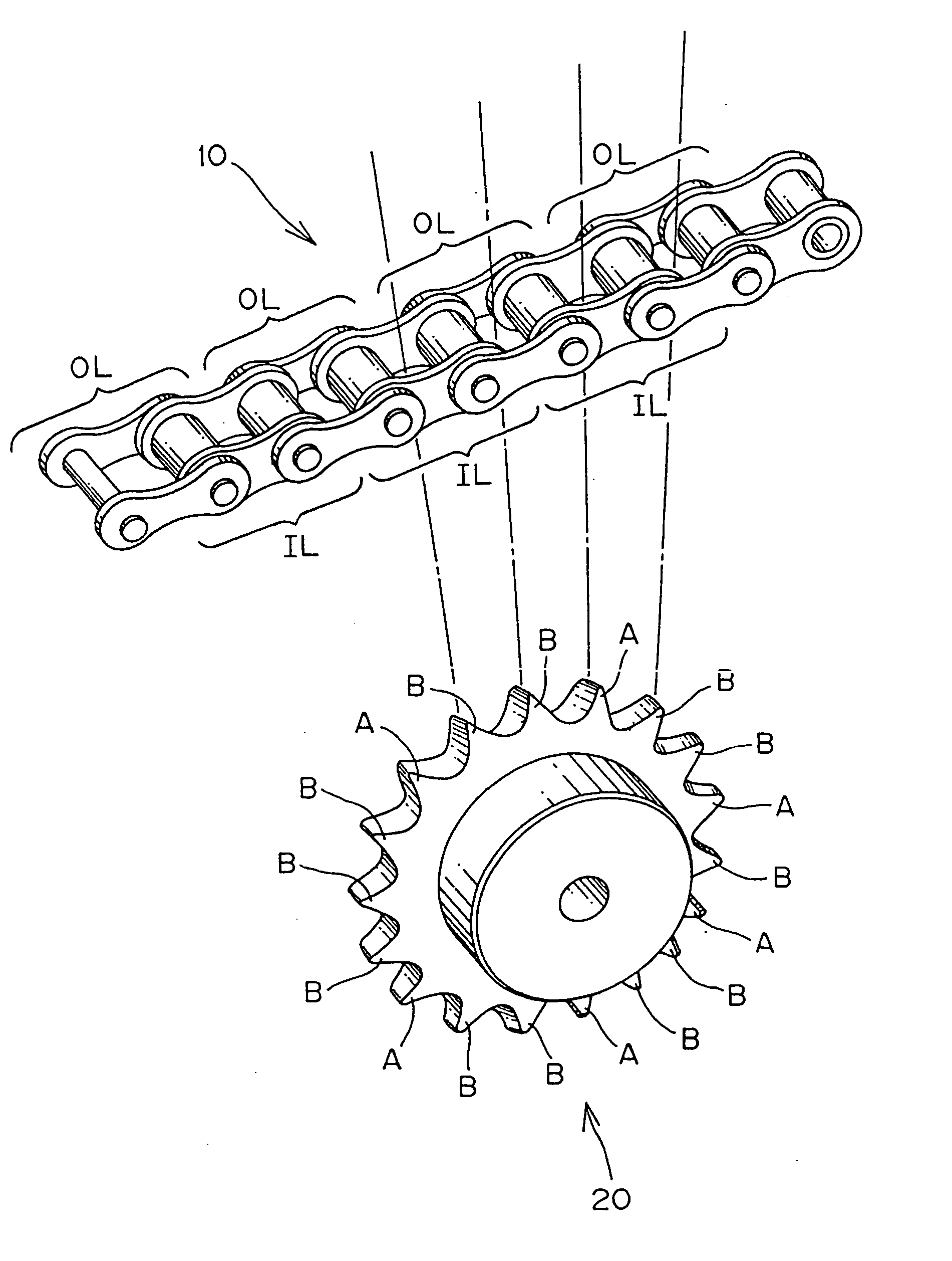 Roller chain transmission device