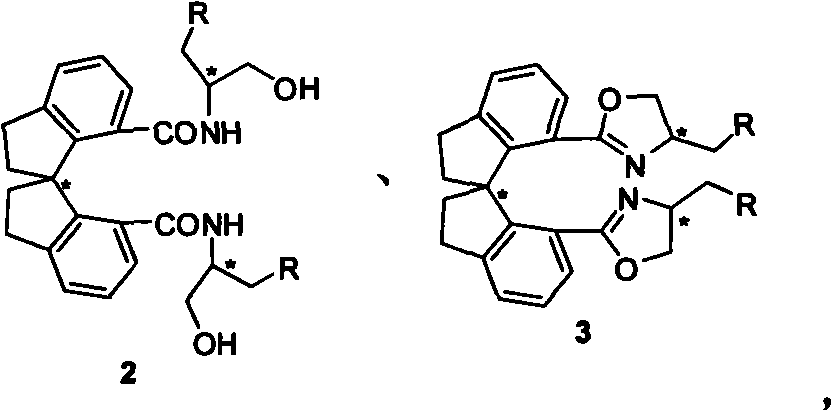 Beta-naphthyl methyl substituted spiral bisoxazoline ligand, synthetic method and application thereof