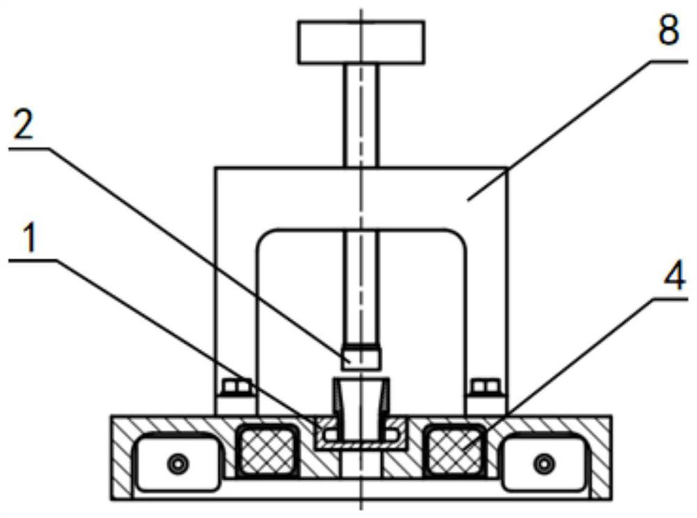 A bonding device and method for a base with an annular groove and a permanent magnet