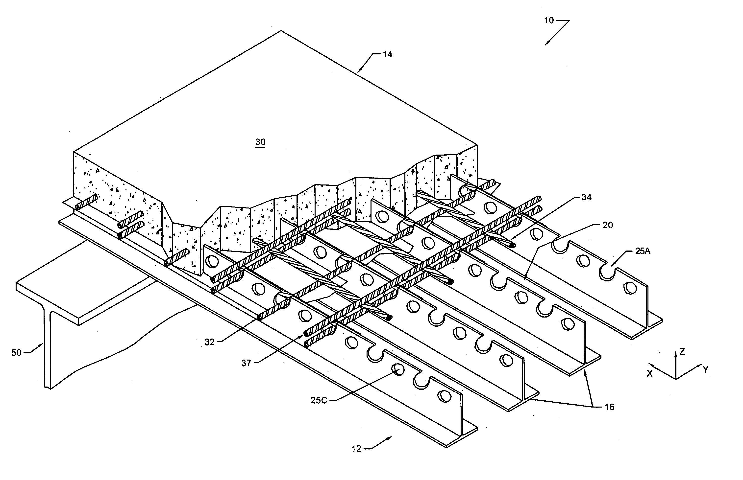 Prestressed or post-tension composite structural system