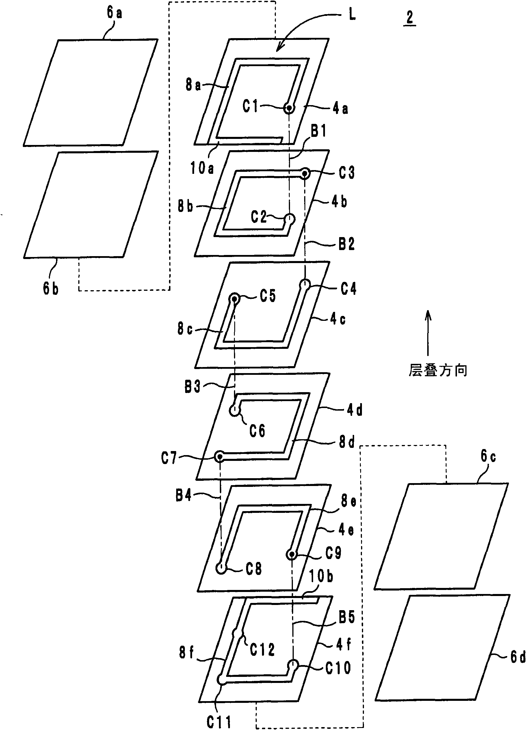 Stacking type electronic component and manufacturing method thereof