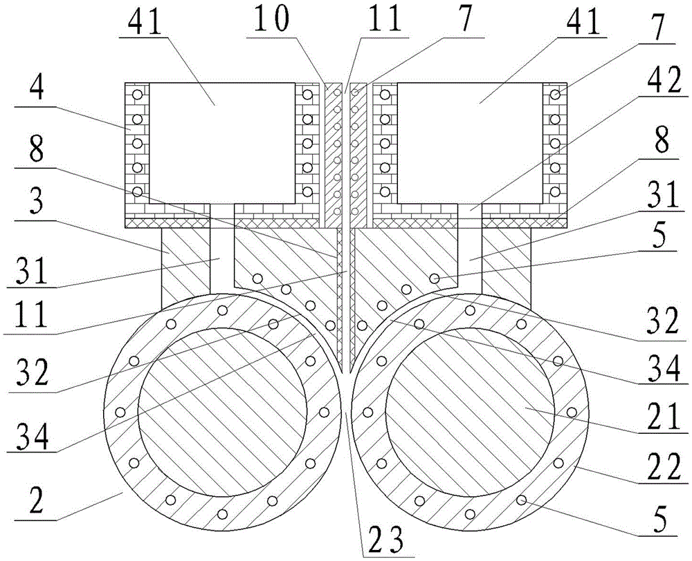 A short-process rolling forming device and method for a three-layer metal composite plate