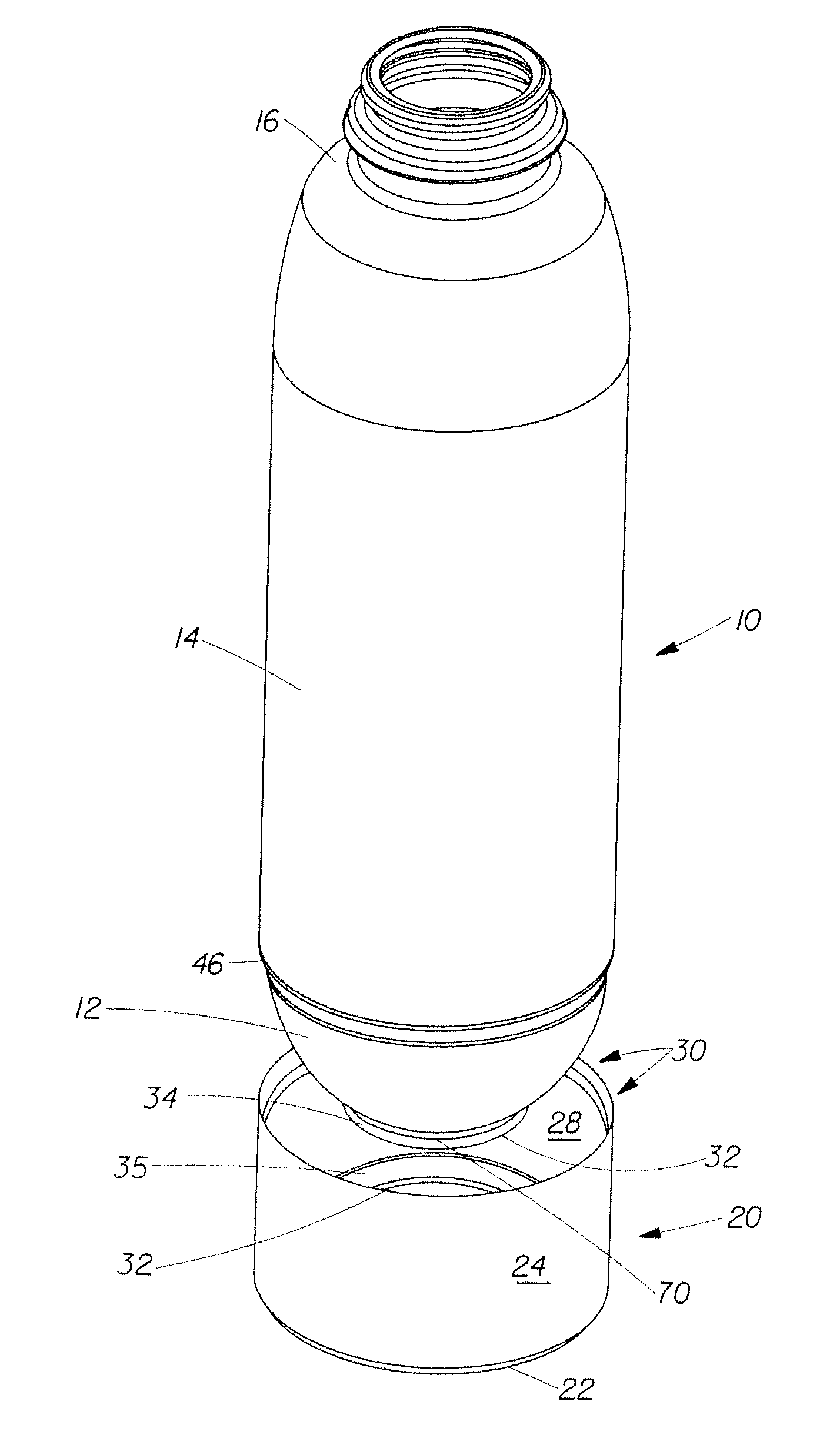 Supportable Pressurizable Container having a Bottom for Receiving a Dip Tube and Base Cup Therefor