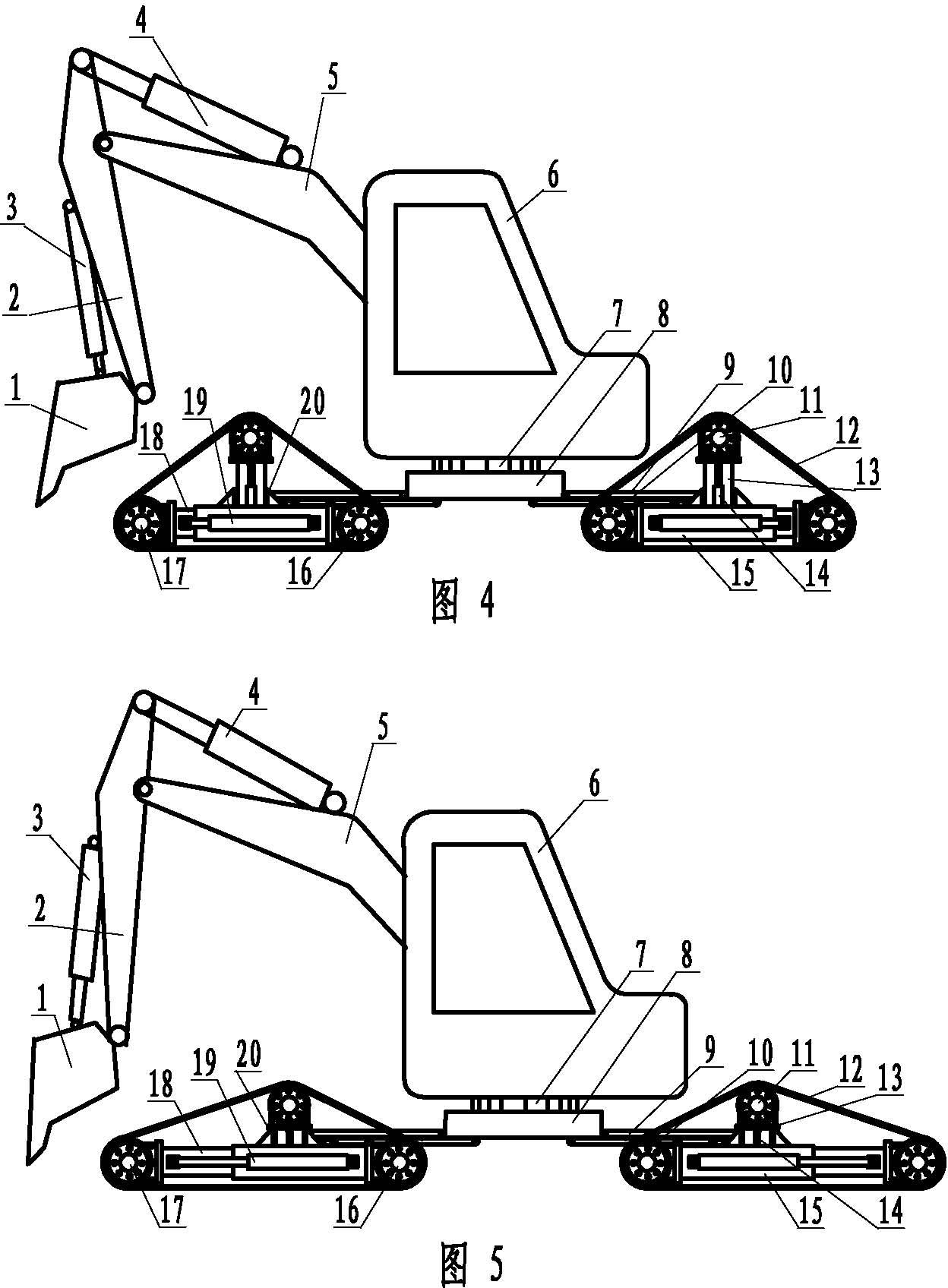 Variable-amplitude walking excavating machine