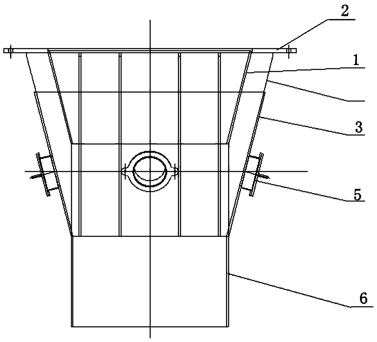 Double-horn-mouth type vertical kiln lower discharging hopper structure and work method thereof