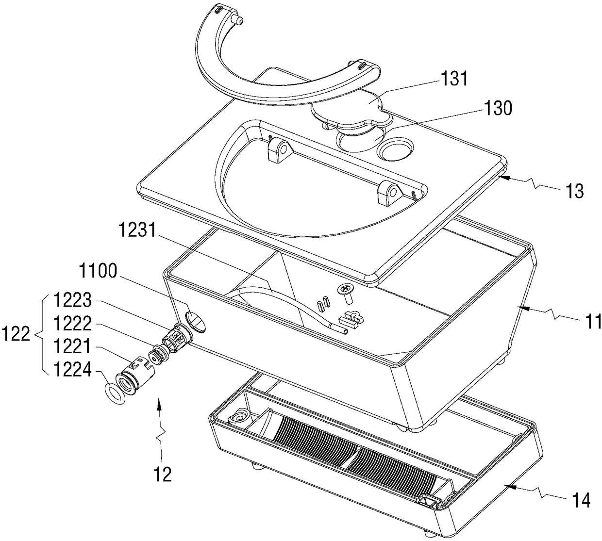 Water tank structure and intelligent sweeper