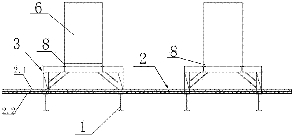 Equipment hoisting transitional supporting platform on ultrahigh building floor and construction method thereof