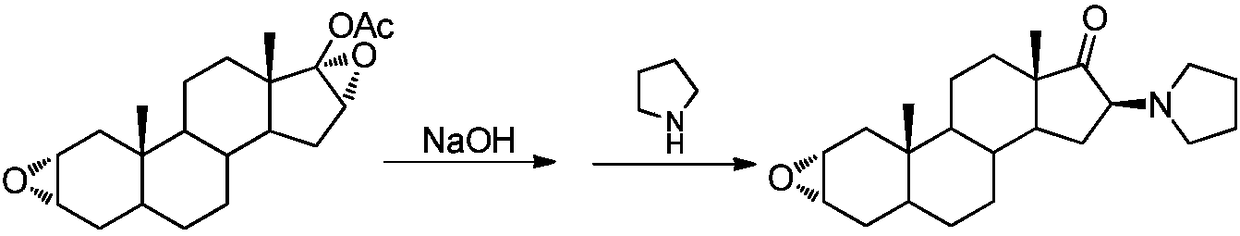 Synthesis method of 16beta-tetrahydropyrrolyl androstan-2alpha-epoxy-17-one