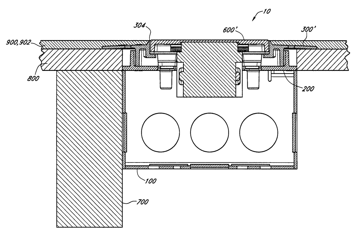 Flush mounting utility component assembly