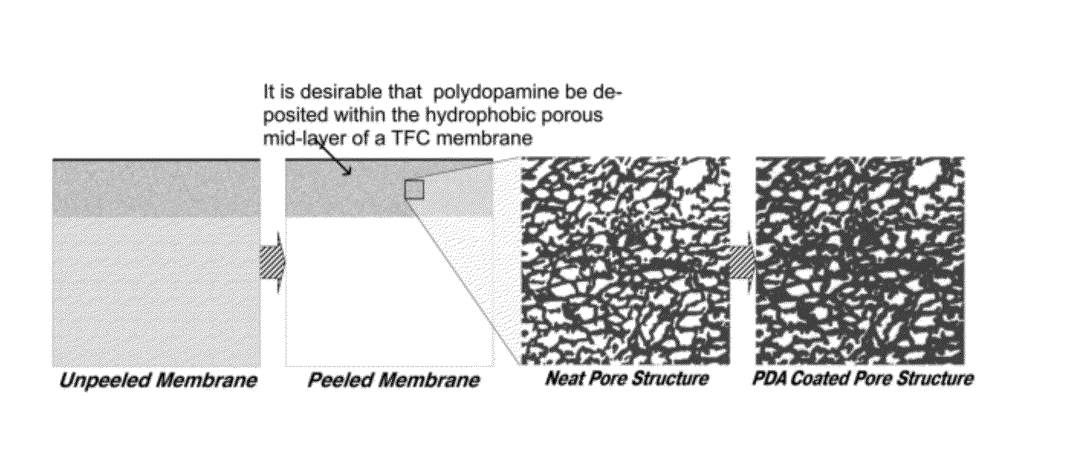 Method of modifying thin film composite membrane support structures for engineered osmosis applications