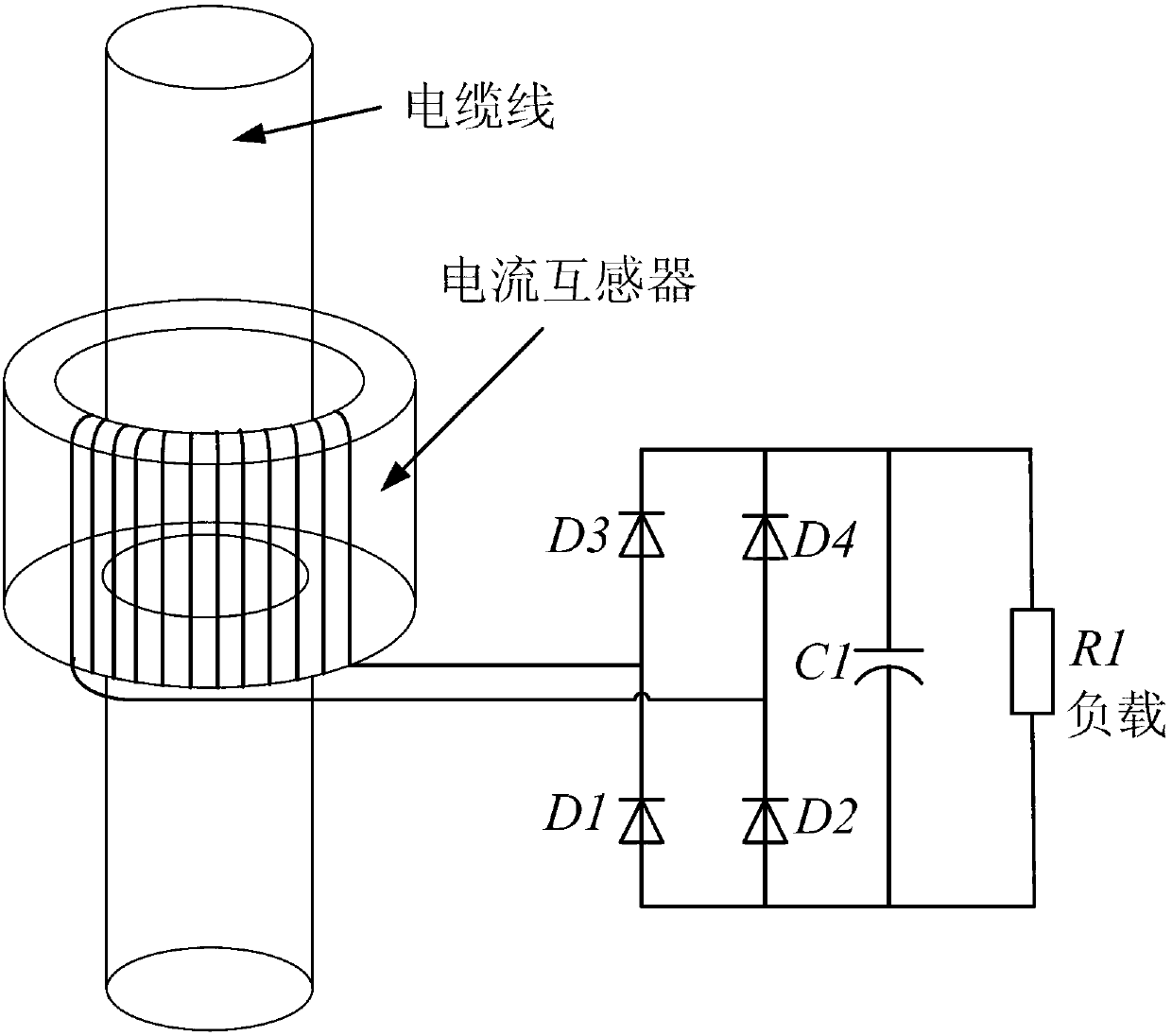 Current transformer resonance power taking-based direct-current source