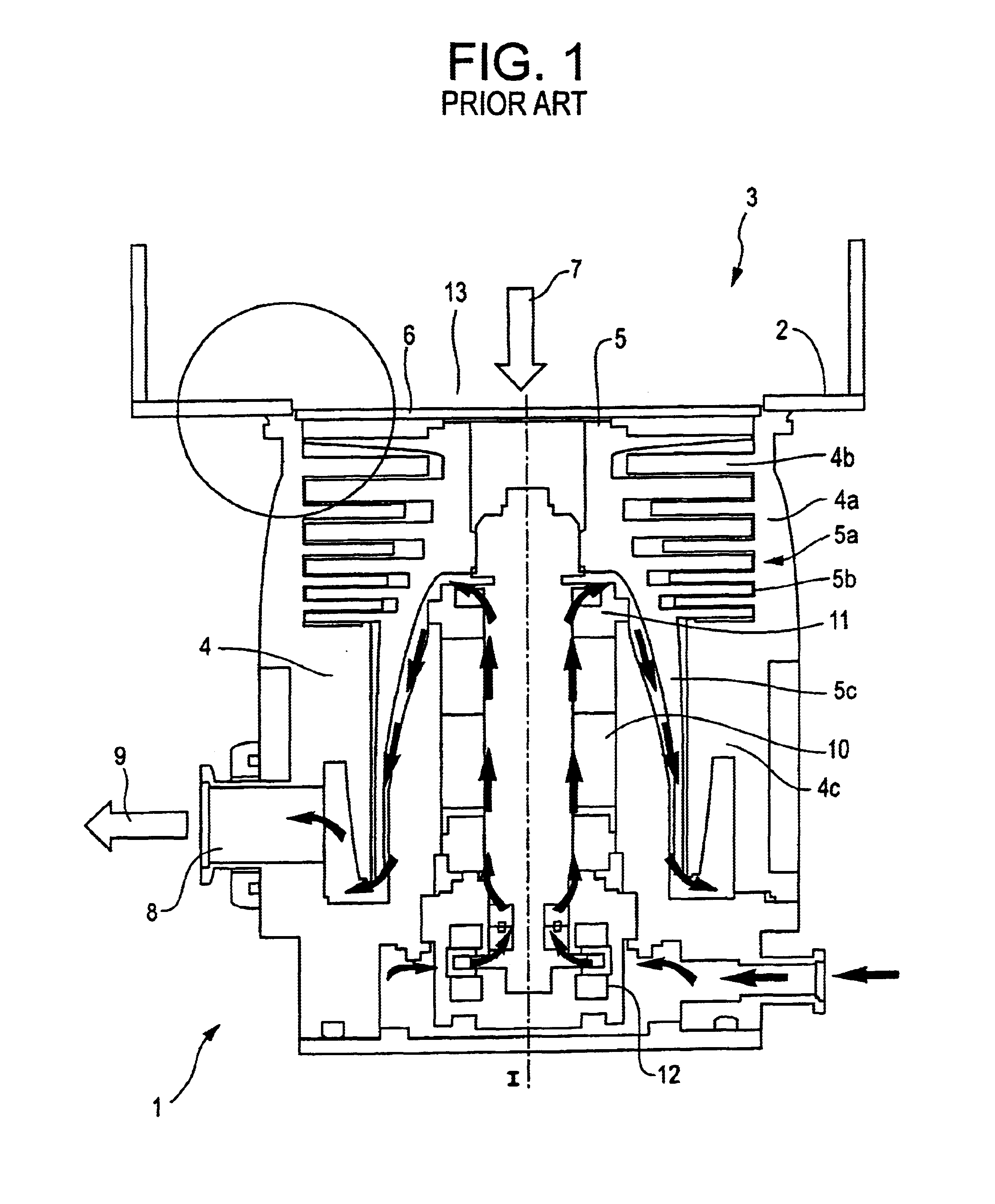 Turbo/drag pump having a composite skirt